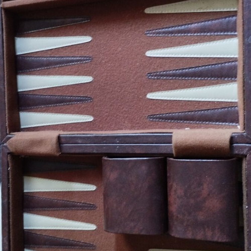Backgammon vintage leather travel case 1980 used