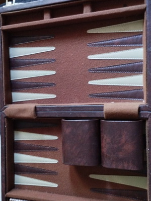 Backgammon vintage leather travel case 1980 used