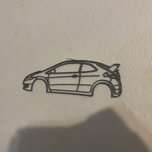 Art Honda Civic FN2 Type R Minimal 3D Printed Wall Decor