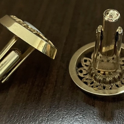 Anson vintage men's cufflinks and tie pin set gold 1970s like new