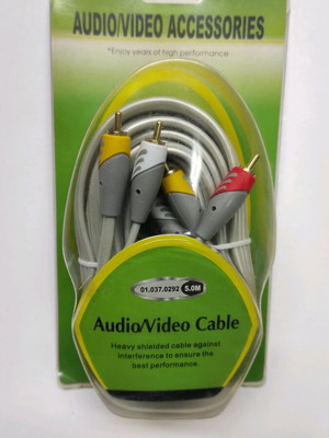 Audio video cable 3 RCA to 3 RCA 5 meters new