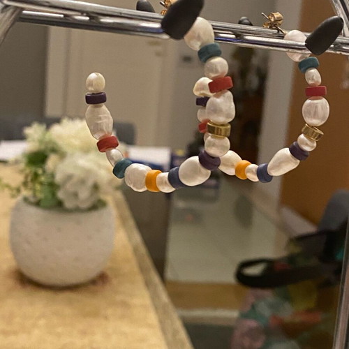 Five pairs of Zara hoop earrings new, multicolored
