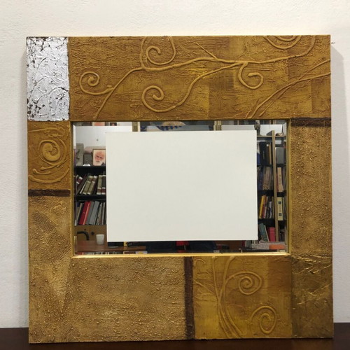 Pop art mirror like new, wooden 80x80 cm with handmade finish