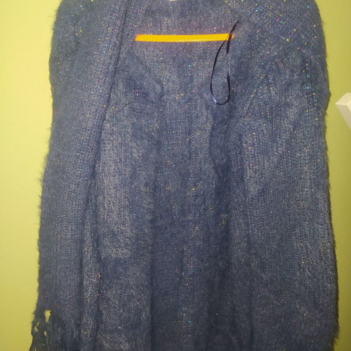 Blue cardigan with glitter scarf, 10 years