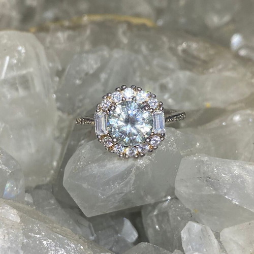 Silver Ring with Moissanite Size 6, Handmade