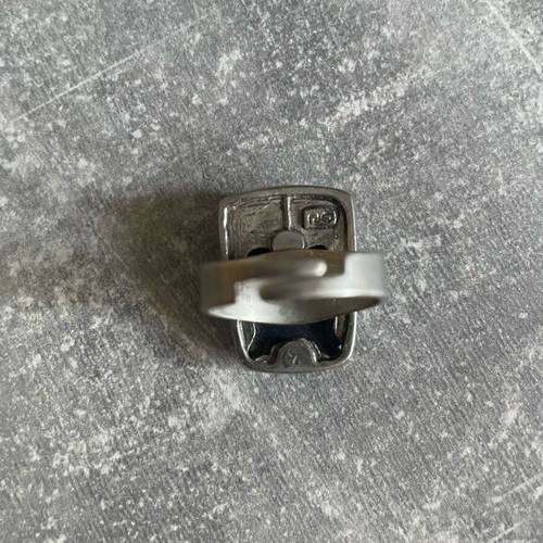 Ring with black stone like new, silver
