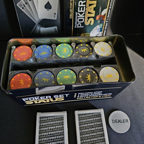 Poker Set Status used, collector's item with chips and cards