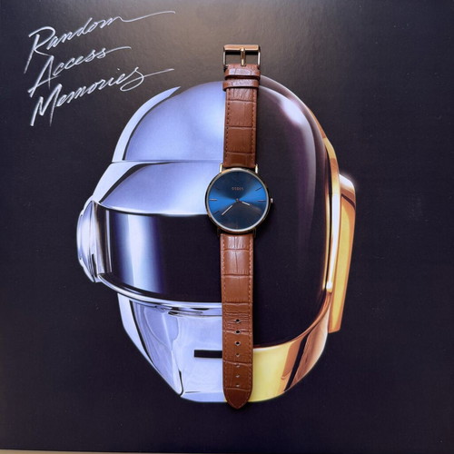 Oozoo watch used, blue dial, brown leather strap