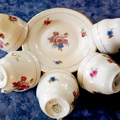 Antique set of five Danish Kobenhavns porcelain cups Maleri 1930