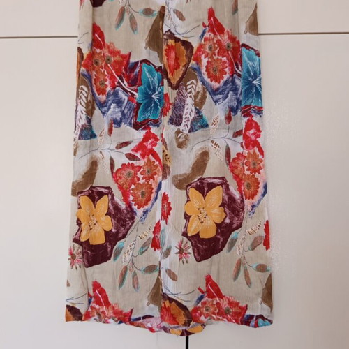 Abstract floral skirt, beige multicolor, size S