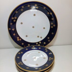 Vintage Weimar Germany Cobalt Blue and Gold Pasta Set, 7 Pieces