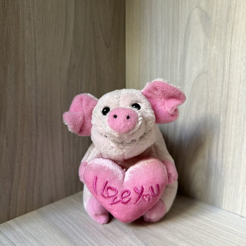 Small pink plush pig toy