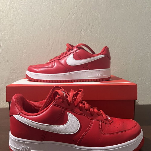 Nike Air Force 1 Low Retro sneakers, red and white, size 44
