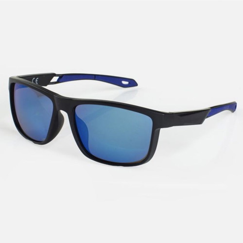 Men's sunglasses with dark blue lenses and rubber frame, new