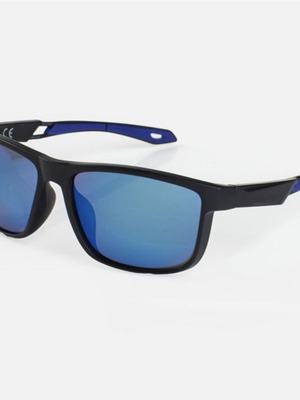 Men's sunglasses with dark blue lenses and rubber frame, new