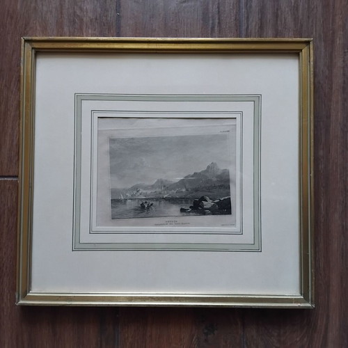 19th Century Cyprus Kyrenia Chalcography engraving used, framed