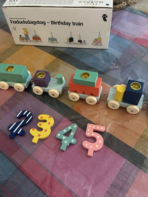 Wooden birthday train as new, candle table decoration