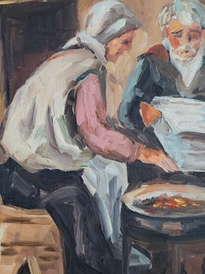 Πίνακας Ν Κωστόπουλος ελαιογραφία υπογεγραμμένη σε ξύλινη κορνίζα σαν καινούργιο