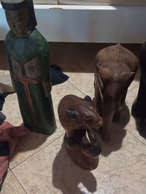Wooden decorative sculptures like new, eagle elephant Buddha set