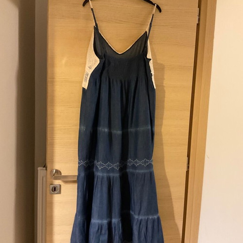 Long boho summer dress blue jean color like new, size L