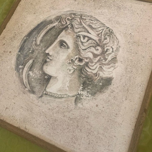 Fresco painting used 70s 33x33cm