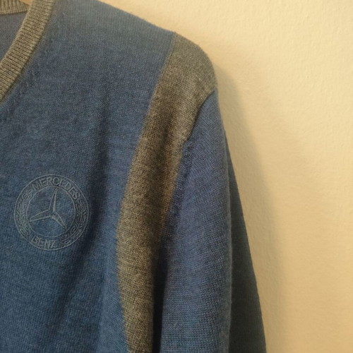 Mercedes Benz 100% merino wool sweater like new, size S/M, blue gray