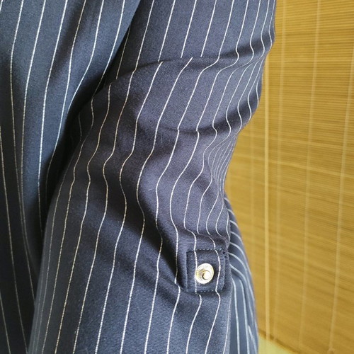 Pink Woman jacket used, dark blue with thin stripe, no buttons