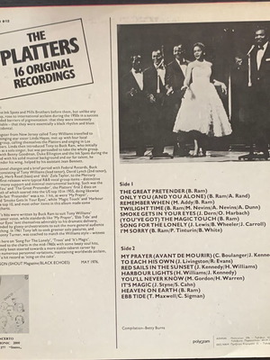 The Platters 16 Original Recordings LP πρώτη κυκλοφορία 1977