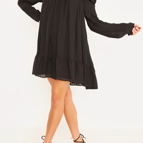Black mini dress new with ballon sleeves and high neck