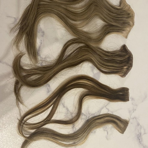 Extensions with clips made of real hair, like new, set of 4