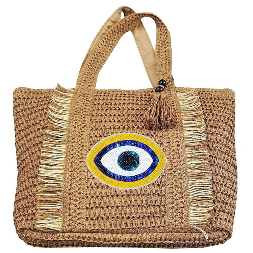 Summertiempo beach bag new with eye design brown