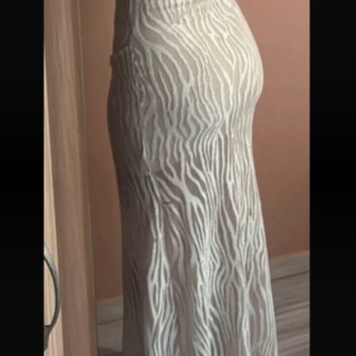 Maxi lace dress backless beige new