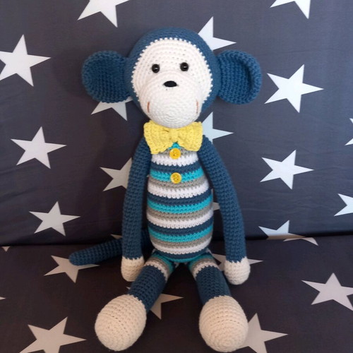 Handmade crocheted monkey new, 36 cm, cotton yarn