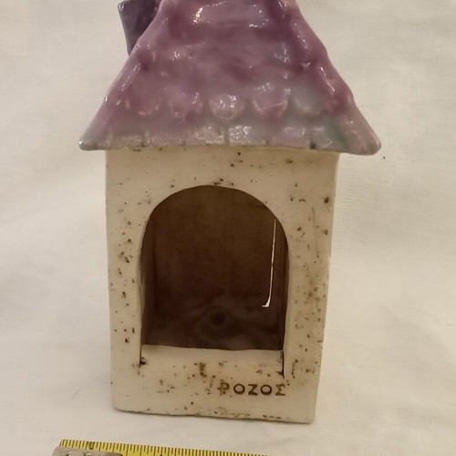 Handmade ceramic candle holder "ROZOS" used