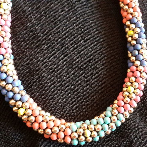 Necklace used with gold-plated and colorful beads