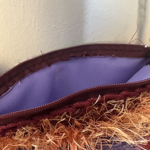 Handmade knitted shoulder bag with chain, colorful, made to order