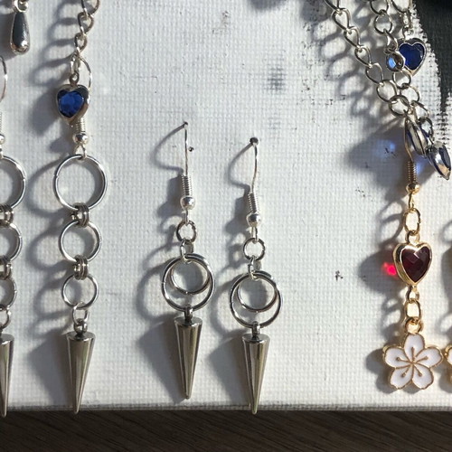 Handmade punk gothic earrings silver new