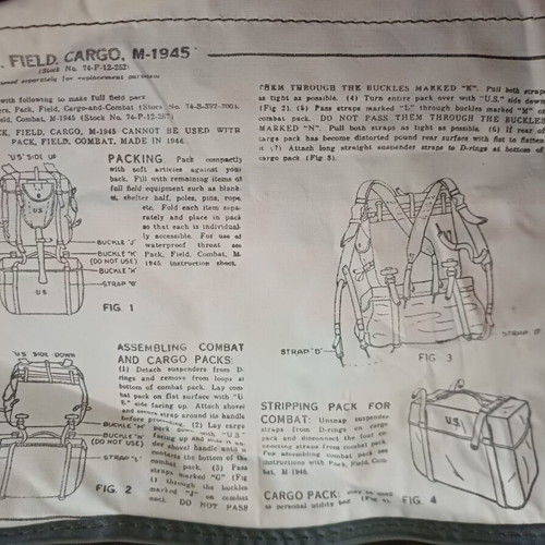 M-1945 Field Cargo Pack military backpack like new, USA