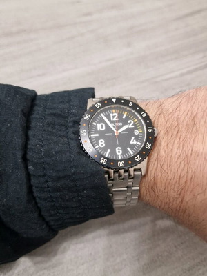 Nautica Diver 10bar μεταχειρισμένο ανδρικό ρολόι μαύρο ασημί