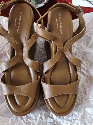 Paloma Barceló leather platform sandals used, size 40, brown
