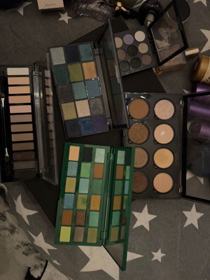 Eyeshadow and contouring palettes used, set of five, Nyx, Revolution, Seventeen, USHAS