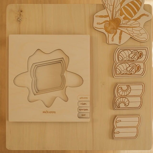 Wooden 2D puzzle Bee life cycle Montessori like new