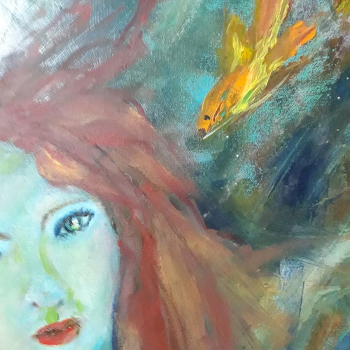Fantasy Art Mermaid oil painting on canvas 50x40 cm handmade