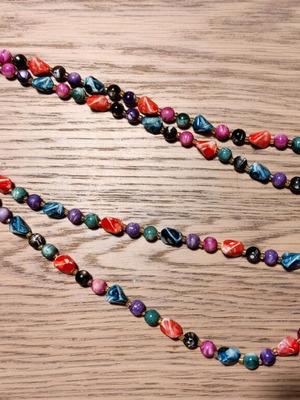 Necklace with colorful beads like new, boho style long double