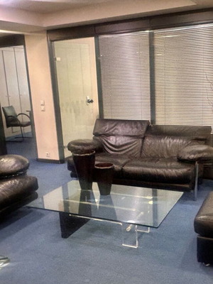 Leather living room set used, sofa, armchair and pouf