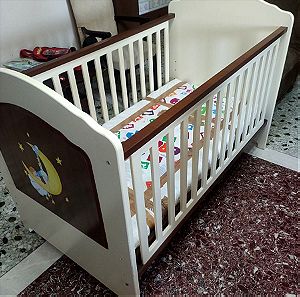 Κούνια / Παιδικό κρεβάτι (2 σε 1) με τα στρώματα.