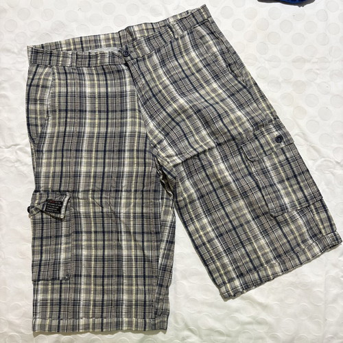 Vintage checked bermuda shorts used, size M/L, gray and beige