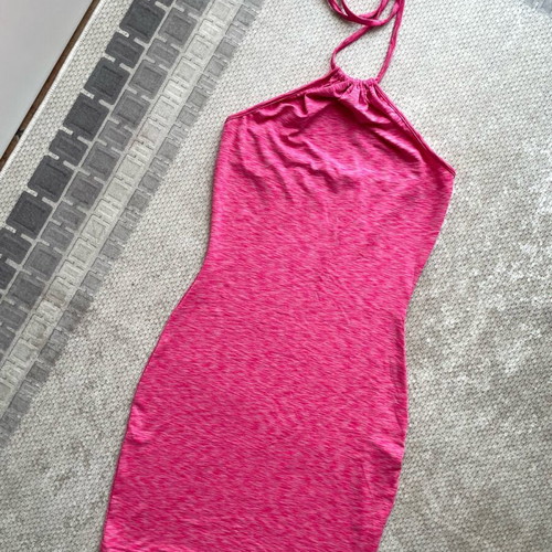 Halterneck mini dress Shein pink like new