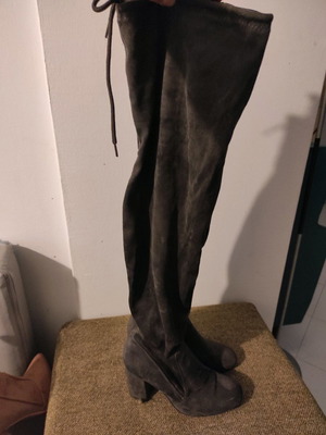 Over-the-knee boots used, gray, size 38
