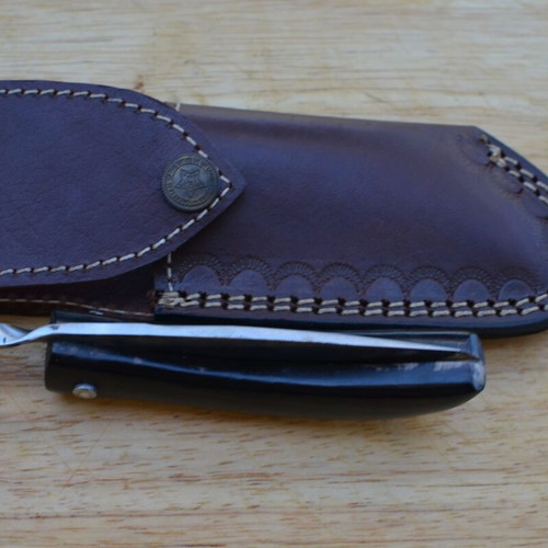 Folding knife stainless steel handmade buffalo horn handle new